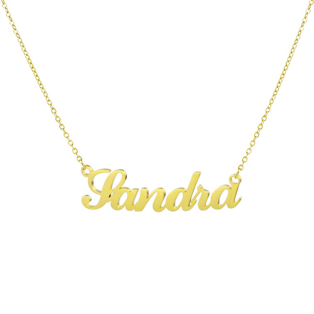 M MOOHAMGold Custom Name Necklace Personalized - 18K Gold Plated Personalized Name Necklaces for Women, Plate Monogram Necklace Name Necklace