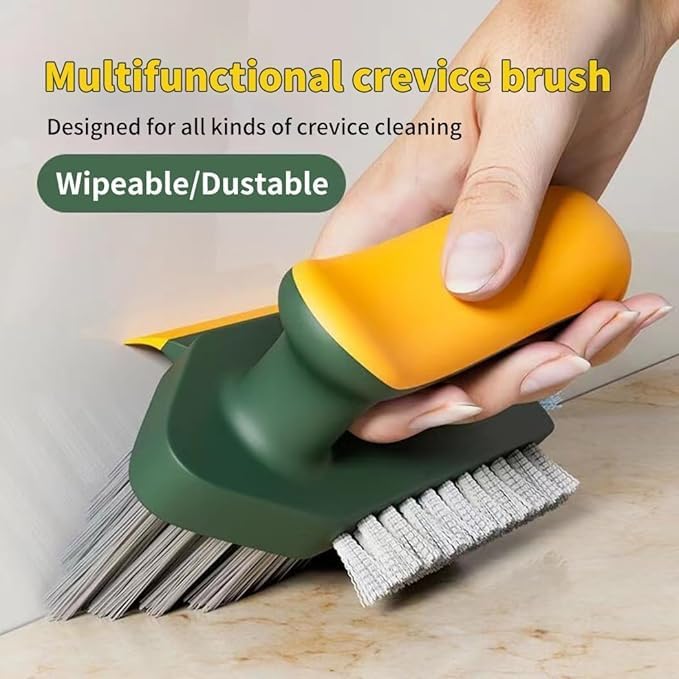 Image of 4 in 1 Tile Grout Cleaner Brush with Squeegee V-Shape Gap Scrub Brush with Stiff Bristles Multipurpose Crevice Cleaning Tool for Floor, Bathroom, Kitchen, Sink & Window (1 Pc)