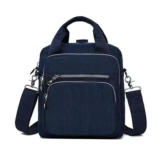 Mochila Feminina Impermeável Nylon Bolsa Transversal de Mão Viagem Escolar Compacta com Bolsos Zíper Alça Ajustável para Tablet Passeio Trabalho