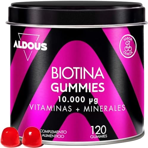 120 Gummies Pousse Cheveux - Goût Cerise - 10000 mcg Biotine Chev...