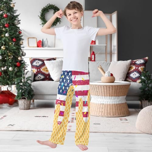 Boy's Pants Cute Pattern Jogger Pants Elastic Waist Long Bottoms Trousers with Pockets 6-14 Years2