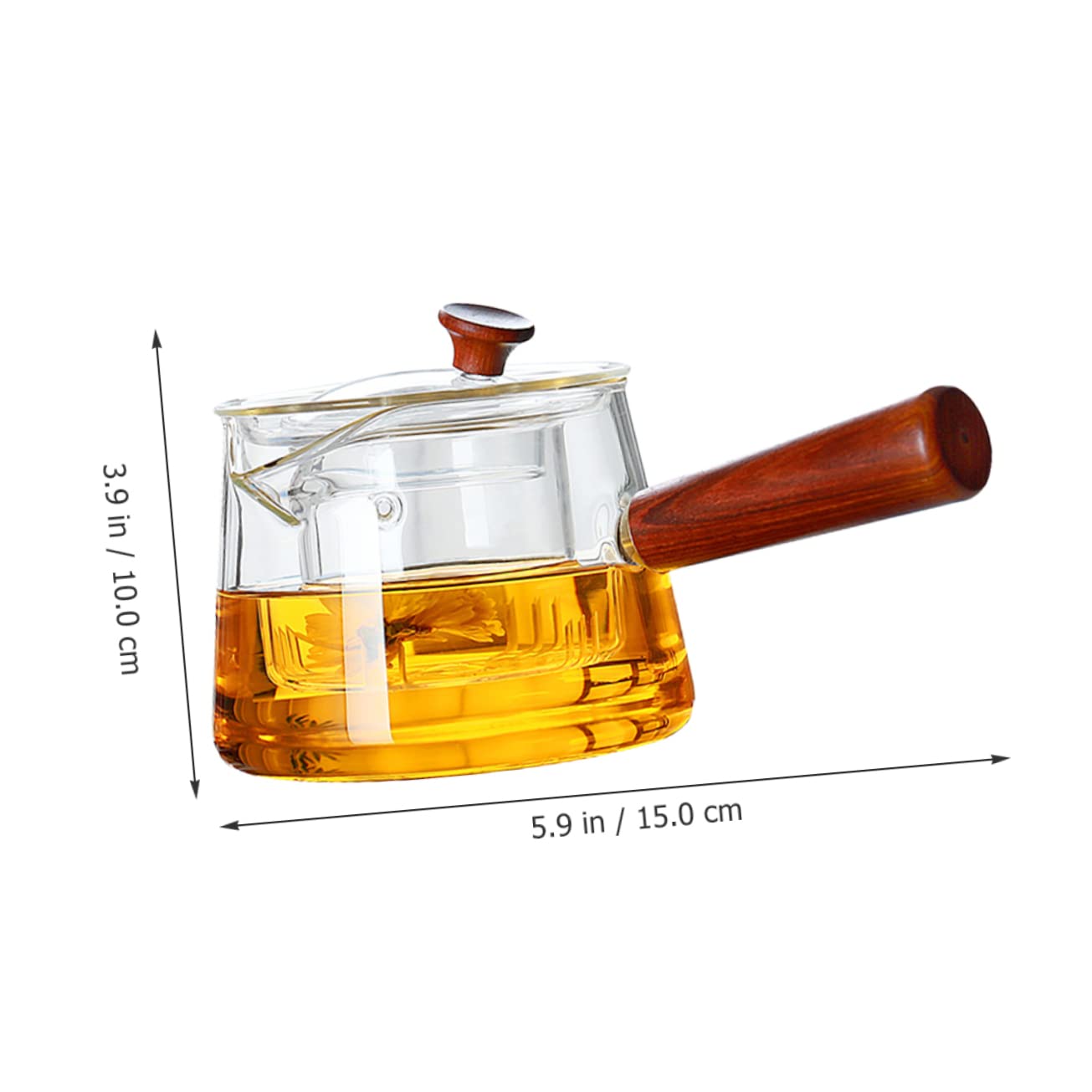 ULTECHNOVO Glas Teekanne Mit Sieb Für Tee Zubereitung Tragbar Für Haushaltsbedarf Transparent Mit Holzgriff Für Einfache Handhabung Und Reinigung