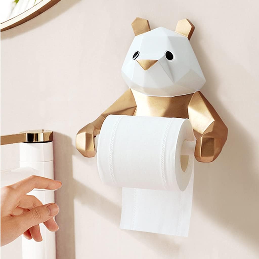 Tissue Roll Dispenser,Nordic Minimalist Geometric Panda Toilet Paper Holder, Bathroom Wall-Mounted Animal-Shaped Towel Storage Rack, Living Room Wall Decoration