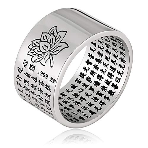 Anneau large bouddhique bague Lotus Soûtra argent pour votre sérénité quotidienne
