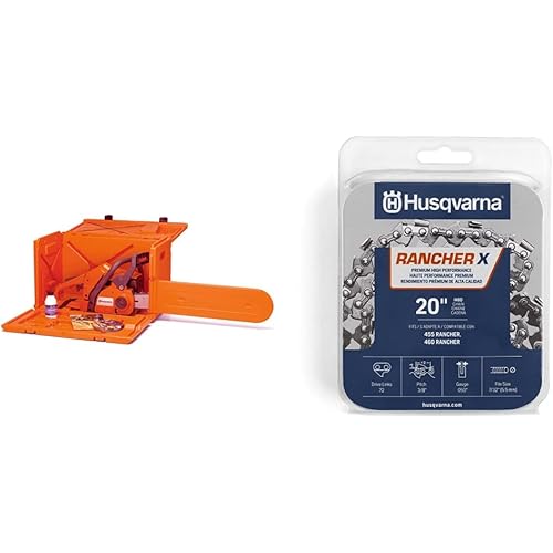 Husqvarna 100000107 Powerbox Chainsaw Carrying Case for 455 Rancher, 460, 372XP and 575XP & 531300441 H-80 Chainsaw Chain, Orange/Gray 20 inches, 20 in. - .375 x .050 in