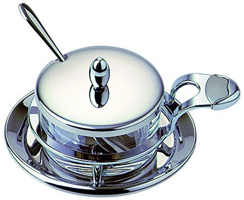 Mori Italian Factory Bombé Formaggiera con Cucchiaino e Contenitore in Cristallo, Acciaio e Trasparente