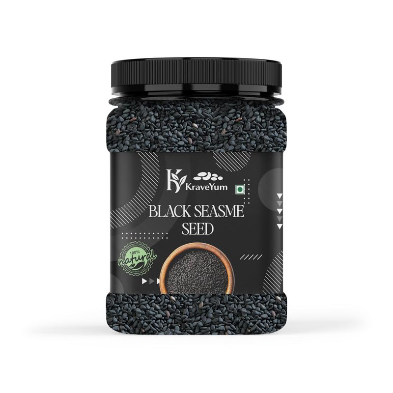 Image of KraveYum Black Sesame Seeds for Eating 100gm | Whole Fresh and Natural Unhulled Kale | Black Til Seed for Weight Management, Indian Spice | Kaale Til