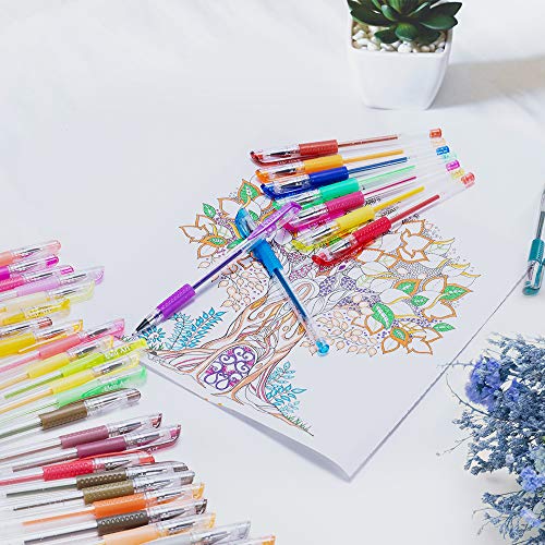 Color Gel Pens for Kid Adult Coloring Books, 24 Colors Gel Art Markers Fine Point Pen with 24 Refills for School Office Art Suppliers