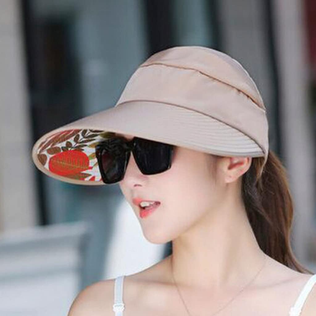 YXWYXWA Summer Sun Protection Plegable Mujeres Borros Anchos Damas Giras para la Playa de Vacaciones