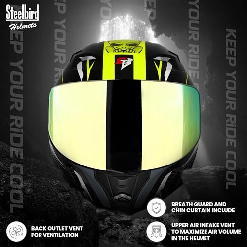 Image of Steelbird SBA-20 Strange ISI Certified Flip-Up Graphic Helmet for Men with Inner Silver Sunshield