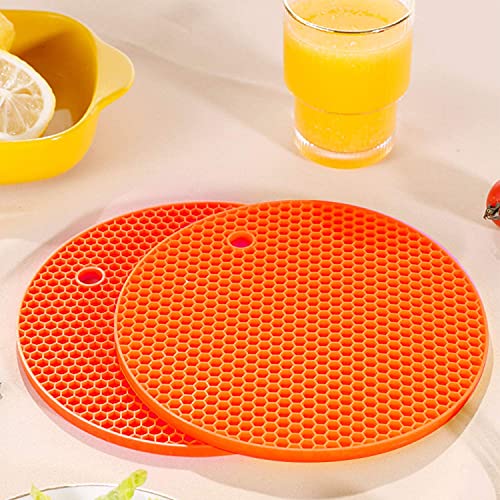 Image of Countertop Protector Heat Resistant Trivets for Hot Pots and Pans - Non-Slip Insulated Heat Pads for Kitchen Counter Orange Pack of 4