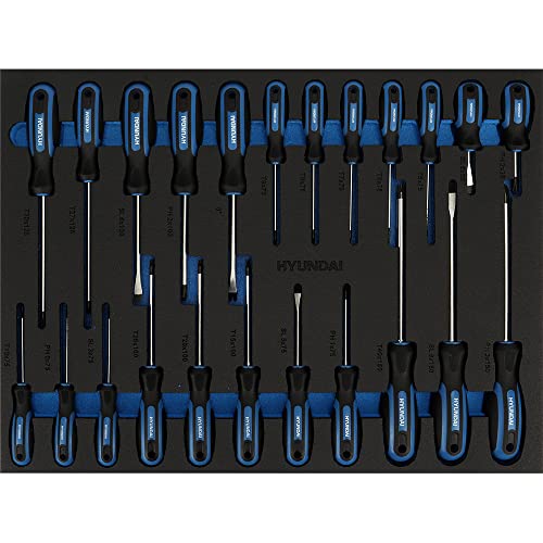 Hyundai Werkstattwagen Set 59008 (287-teilig, hochwertiger Werkzeugwagen,12 Schubladen, 8 Schubladen bestückt, Separate Ablage, Montagewagen gefüllt mit Profiwerkzeug) – Bild 6