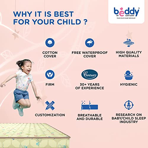 Image of Centuary Mattresses Beddy Blossom Single Kids /bunk Bed Natural Coir Foam Mattress with Free Protector (72 * 36 * 4 Inch)