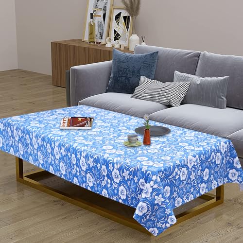Image of Dakshya Industirs PVC Waterproof Table Cover 36x54 Inch Floral Printed Center Table Cover Washable Plastic Table Sheet Oilproof Dining Table Cover for Coffee Table Living Room Home (Modern Floral)