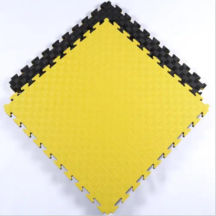 Tatami Puzzle 100x100x4 cm Set 10 Pezzi Nero/Giallo | Pavimento Palestra Antitrauma per MMA, Judo e Arti Marziali