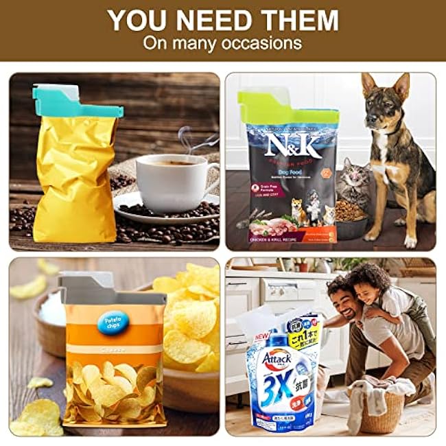 Bag Clips for Food Storage Sealing Clips with Pour Spouts Food Sealing Plastic Great for All Food or Cat/Dog Food Storage and Organization£¨6 Pack£©