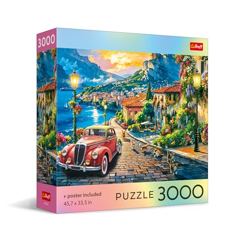 Trefl - Square Box - Italian Lakeside Town - 3000 Piece Jigsaw Puzzle Red 46