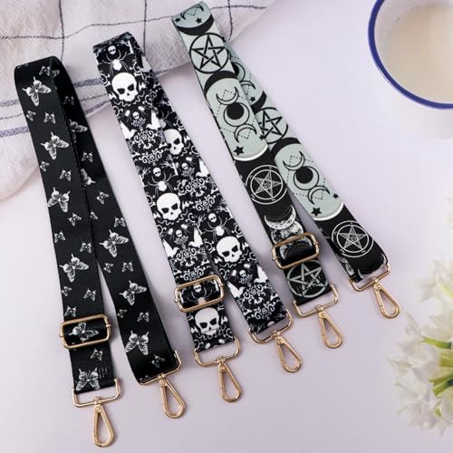 Image of Crossbody Purse Strap for Women Men Girls Boys Mother Girlfriend Gift, Replacement Bag Belt Strap for Purse Handbag Guitar Camera, Adjustable Canvas Wide Shoulder Strap with Golden Hooks