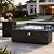 LayinSun 42 Inch Outdoor Fire Pit Table for Outside Patio, 55000BTU Rectangle Propane Firepit with Hidden Fuel Tank, Glass Wind Guard, Waterproof Cover and Lid
