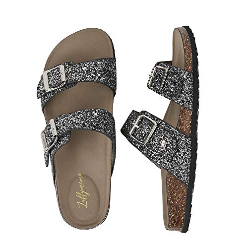 Luffymomo Womens Slide Sole Sandals Cork Footbed Adjustable Stap Buckle Sandals4