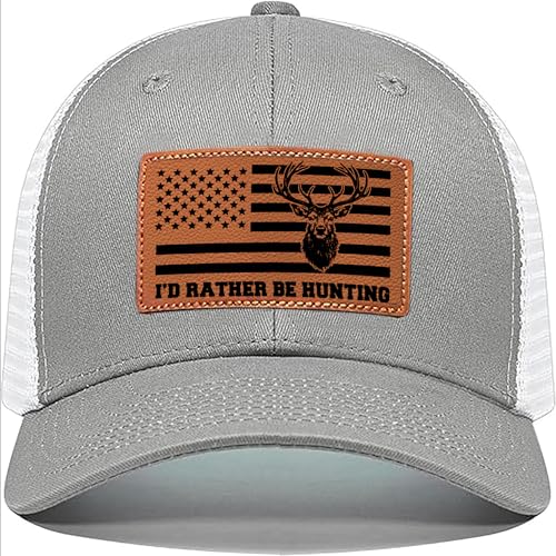 Hunting Hat Gifts for Men Christmas Fathers Day Birthday Gift for Hunter Outdoor Lover Dad Grandpa Brother Uncle Hunting Trucker Gray Cap