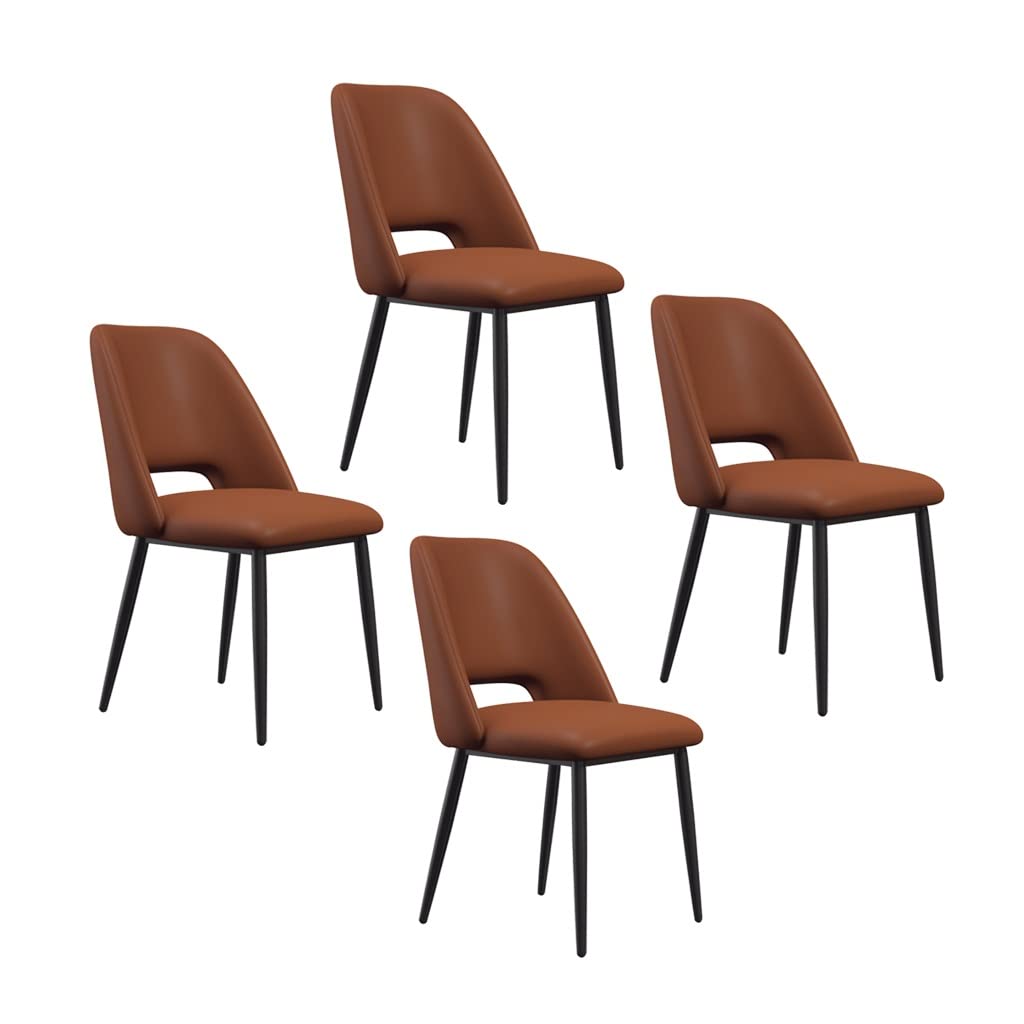 SJIALEN Black Legs Kitchen Dining Chairs Set of 4, Lounge Meeting Office Computer Chair PU Leather Living Room Side Chair Kitchen Chair (Color : Brown)