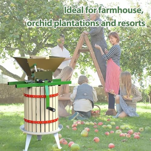 7L Manual Fruit Crusher & Grape Grinder, Portable Stainless Steel Juicer & Pulper for Wine & Cider Making, Efficient Fruit Pressing Tool (Green)