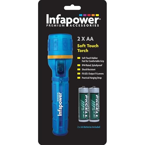Infapower INFA-F020 Splashproof Soft Touch Rubber Extra Bright F8 LED Torch with Shock Resistance, Blue