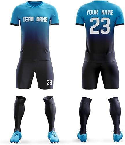 KXK Camiseta de fútbol personalizada, logotipo de número de nombre, cuello en V, manga corta, uniforme para hombresmujeresniños