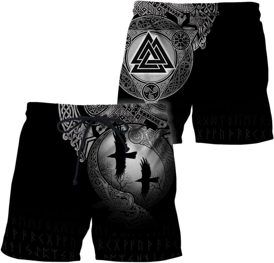 Viking Swimming Trunks Norse Myth Odin's Raven Pattern Beach Shorts Quick Dry Running Shorts Casual Sport Gym Shorts - Main Image