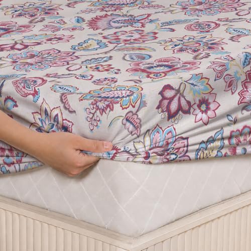 Image of LANE LINEN Symphony 100% Cotton 144TC King Bedsheet Set, 3 Piece, Printed