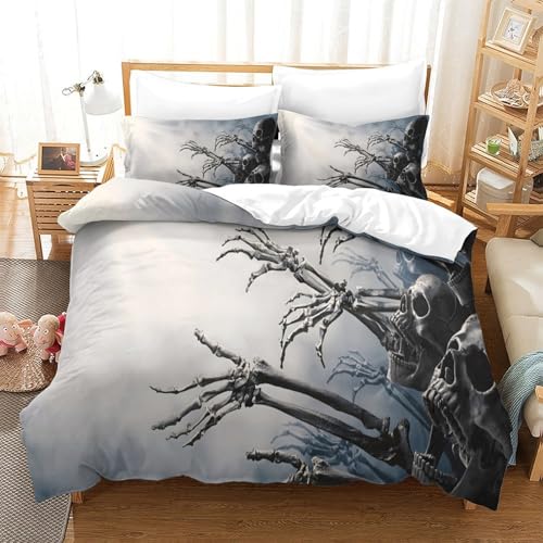 Housse de Couette Squelette 3D : Ne Ternit Pas, Microfibre Douce avec Zip Caché - 3