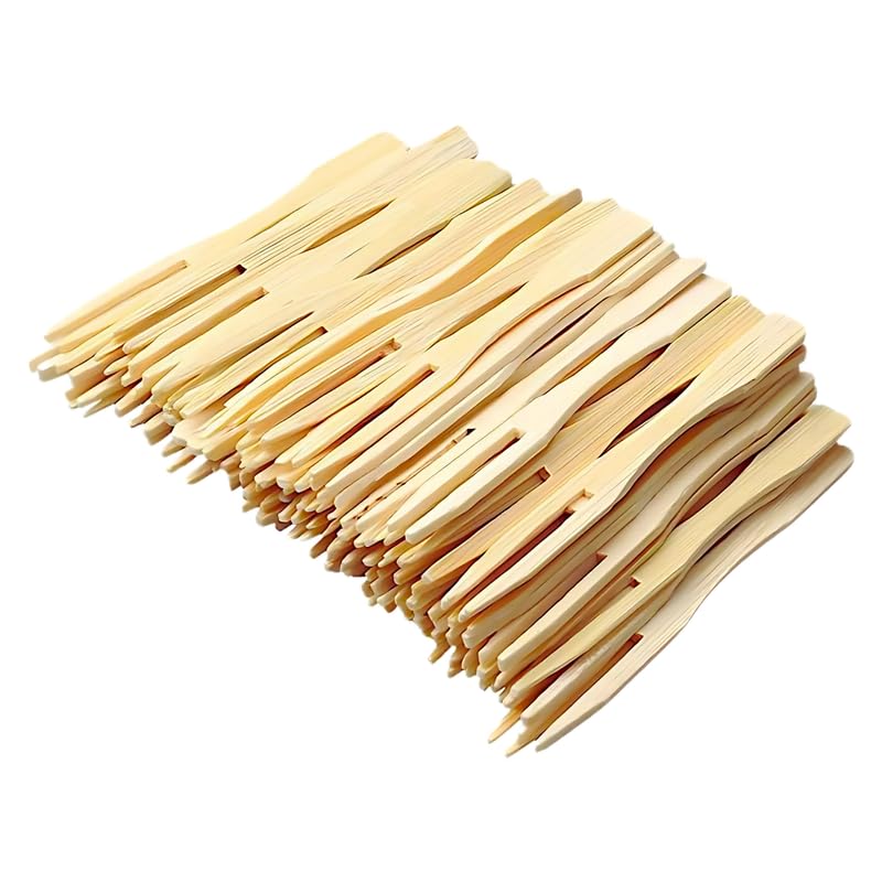 VELEXE Disposable Wooden Fruit Fork Sets | 3 Inch | Pack of 280 | Mini Fork for Snacks, Appetizers, and Desserts | Eco-Friendly Bamboo Cutlery for Parties and Events | Mini Cocktail Picks