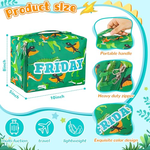 Paterr 7 Pcs Packing Cubes for Travel Kids Days of Week Compression Packing Cubes Colorful Luggage Organizers Suitcase Camp(Dinosaur)2