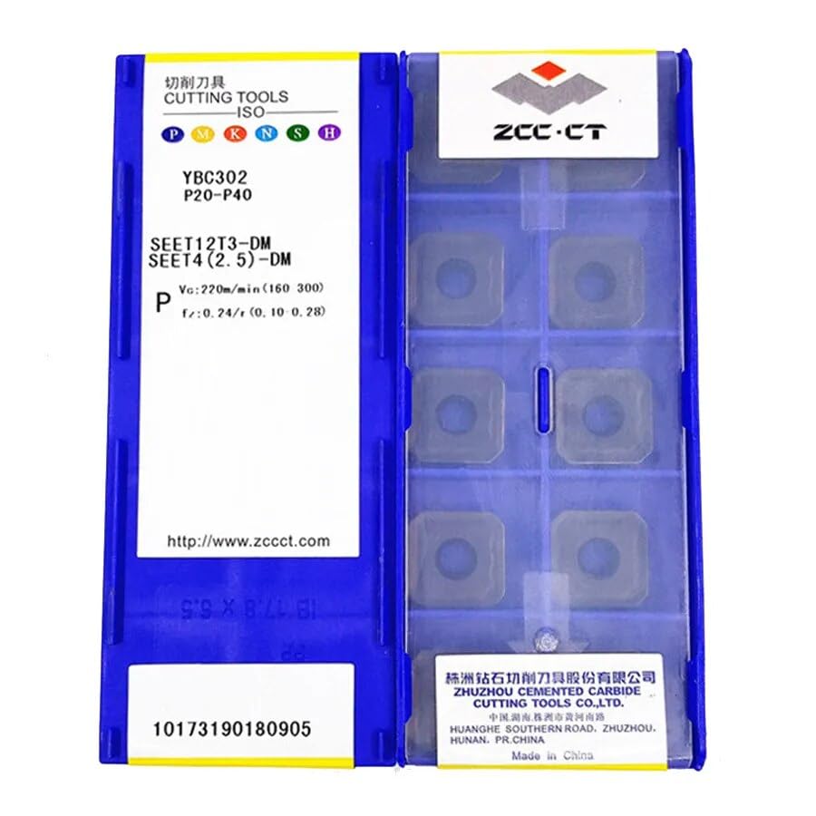 Tool Part for SEET12T3-DM YBC302/SEET12T3-DR YBC302/SEET12T3-DF YBC302 10pcs ZCC.CT Milling Cutter Insert CNC Lathe Tools - (Insert Width(mm): 100pcs / Angle: SEET12T3-DF YBC302)