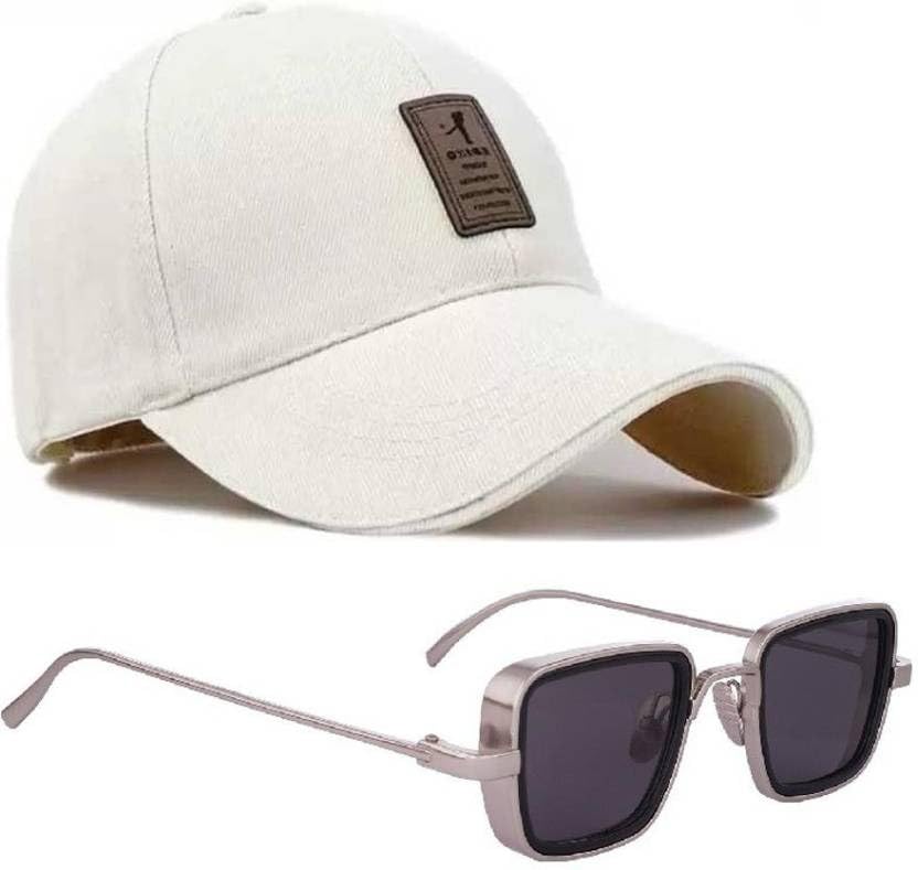 Image of Adjustable Baseball Sport Cap,& Sunglass Combo for Men & Boys. (White)