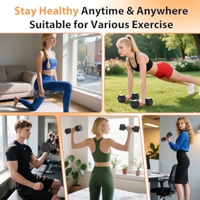 Adjustable Dumbbell Set of 2, 4 in 1 Free Weights Dumbbells Set, Hand Weights for Women at Home, 5 lb Dumbbells Set with Non-slip Comfort Handle for Home Gym Exercise Workout Training