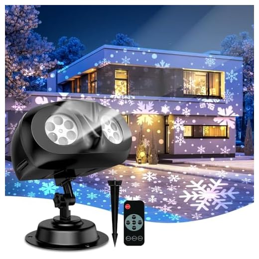 Projecteur de flocon de neige à double tête, décorations de Noël extérieures/intérieures, lampe de projection de lumière LED, lampe de projection rotative étanche blanche pour Noël, vacances, fêtes