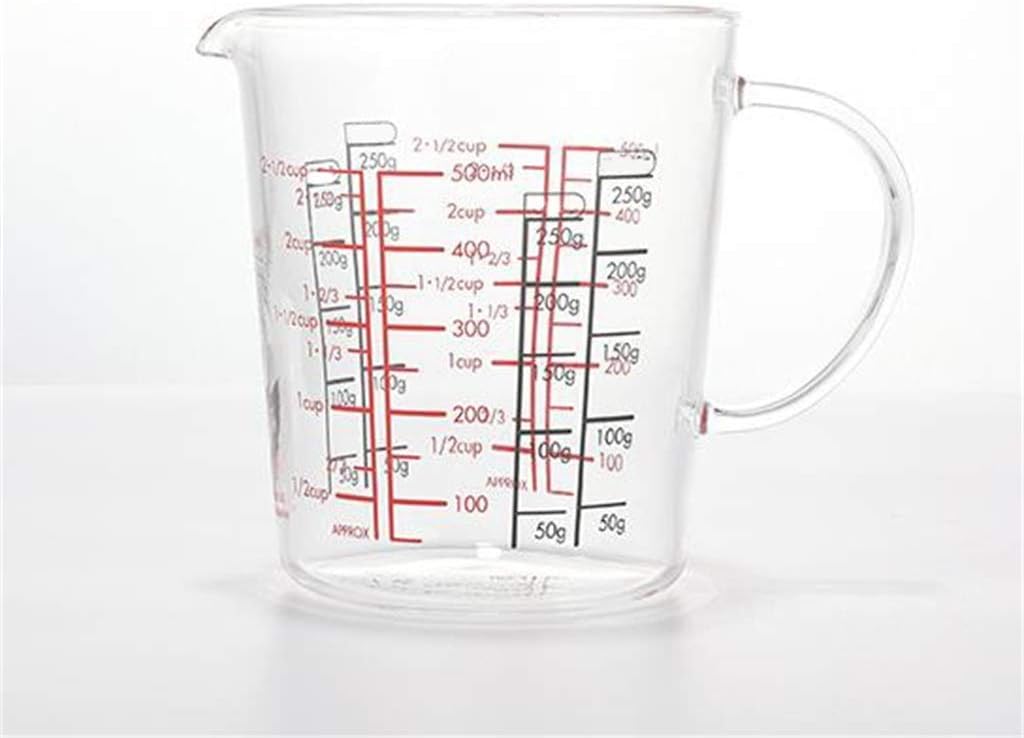 Measuring Cup, Transparent Glass Inside And Outside Double Sided Clear Scale Heat Resistant Sturdy (Size : 500ml) (Clear 200ml)