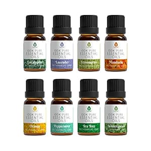 Pursonic Essential Oils Set – 8 Aromatherapy Oils Blends Gift Set – 10ml Pure Essential Oils for Diffusers, Home, Massage & Bath(Eucalyptus,Lavender,Lemongrass,Orange,Peppermint,Tea Tree,Wintergreen)