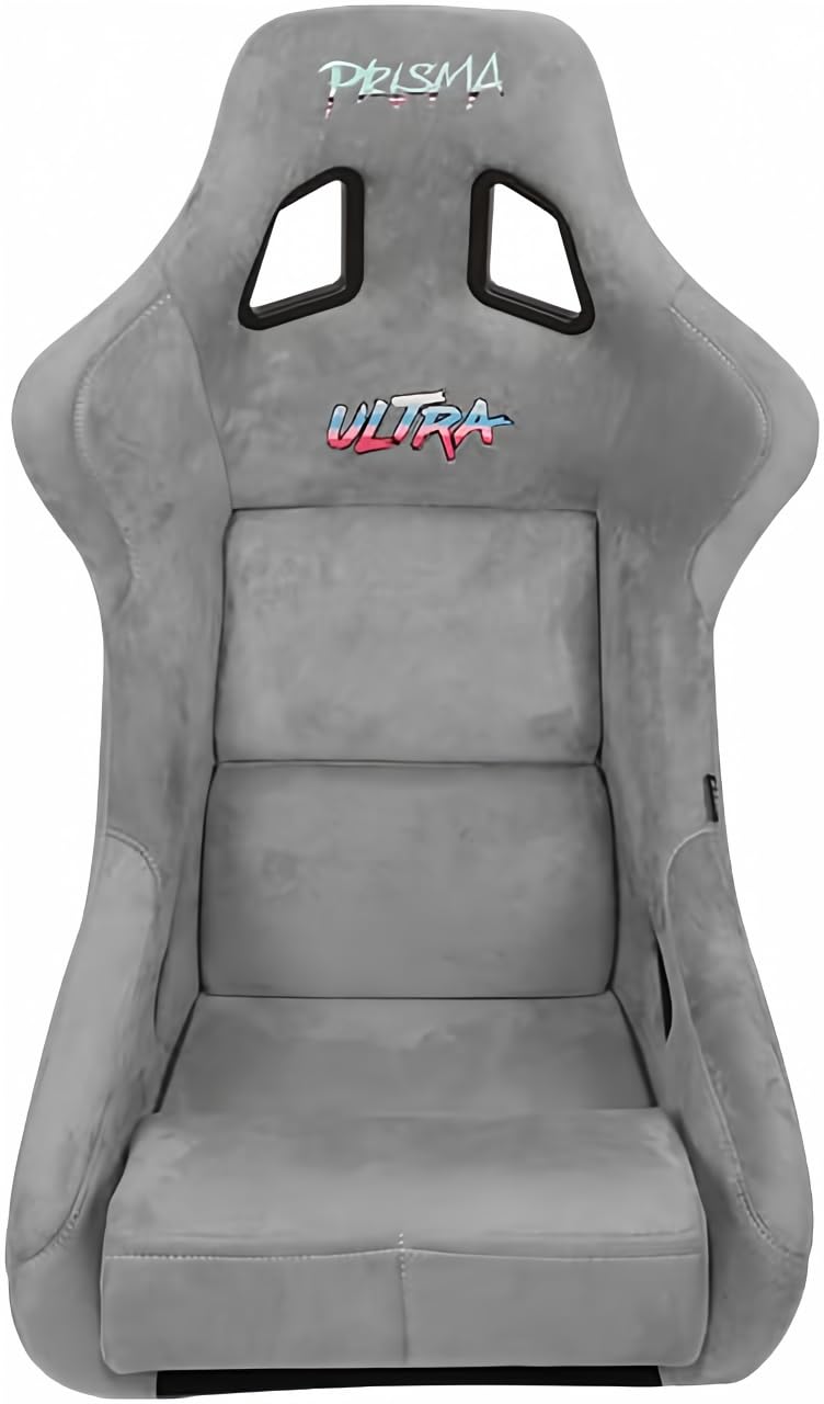 NRG Innovations NRG-FRP-302GY-ULTRA Universal Fixed Back Bucket Racing Seat with Side Mount Adapters for 6-Point Harnesses, Size L, Grey Seat Cover
