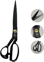 Tesoura Alfaiate Costura Reforçada Titanium Profissional 12" Artesanato Teflon Cortar Tecido Aço Alemão Crina de Cavalo Tapeceiro