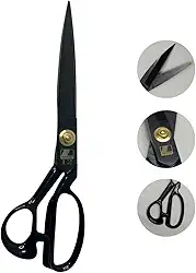 Tesoura Alfaiate Costura Reforçada Titanium Profissional 12" Artesanato Teflon Cortar Tecido Aço Alemão Crina de Cavalo Tapeceiro