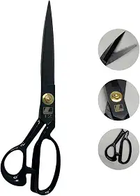 Tesoura Alfaiate Costura Reforçada Titanium Profissional 12" Artesanato Teflon Cortar Tecido Aço Alemão Crina de Cavalo Tapeceiro
