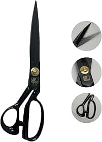 Tesoura Alfaiate Costura Reforçada Titanium Profissional 12" Artesanato Teflon Cortar Tecido Aço Alemão Crina de Cavalo Tapeceiro