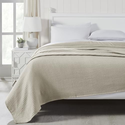 Image of Modern Threads 100% Cotton Waffle Thermal Blanket, Oatmeal, Twin /Twin XL