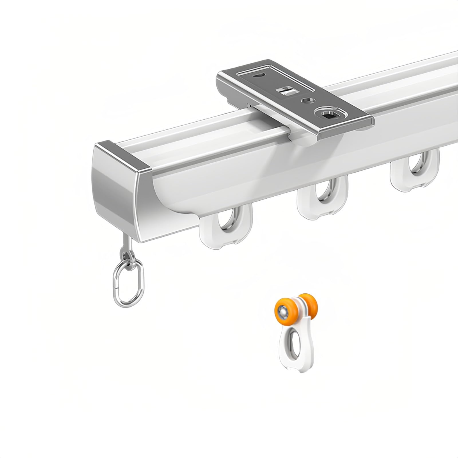 WQPMNYG Heavy-Duty Curtain Tracks for & Room Dividers, 7.2FT (220CM) Silent Roller Shower & Ceiling Rail System, Adjustable 70-400CM Length, & Easy to Install