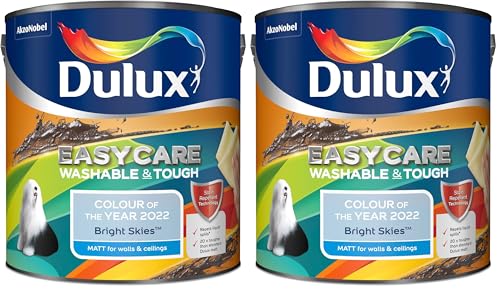 Image of Dulux Easycare Washable & Tough Matt Emulsion Paint - Bright Skies - 2.5 Litre, 5599870 (Pack of 2)