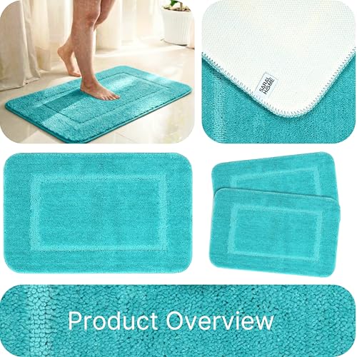 Image of Saral Home - Good Morning Mat, Soft, Anti-Skid, Washable, Water Absorbent, Quick Drying, All time usable Bathmat /Doormat /Runner. Slip-Resistant Backing for Everyday Safety.(Mint. 40x60-2PC)