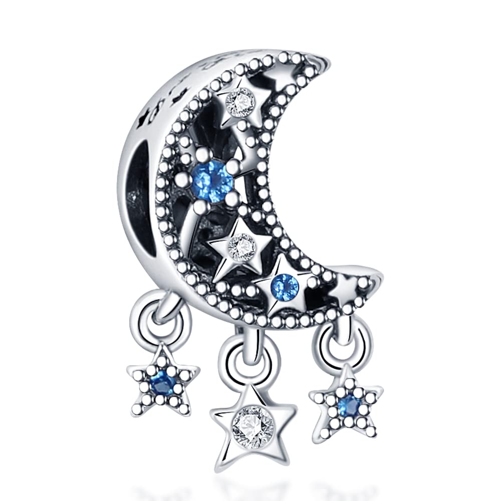 PandachCharms Abalorios Colgantes de Cuentas Plata de Ley 925 con Circonita Cúbica 5A Para Pulsera Europeo Charms de Para Niña Mujer